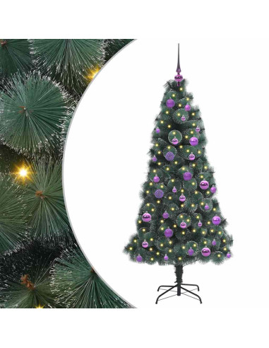 Albero di Natale artificiale preilluminato con set di palline
