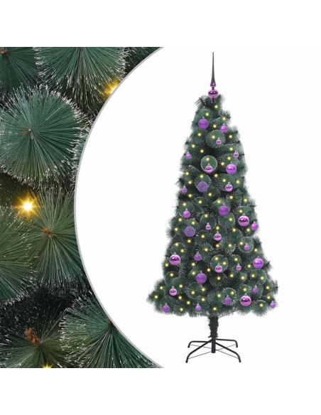 Albero di Natale artificiale preilluminato con set di palline