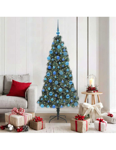 Albero di Natale artificiale preilluminato con set di palle