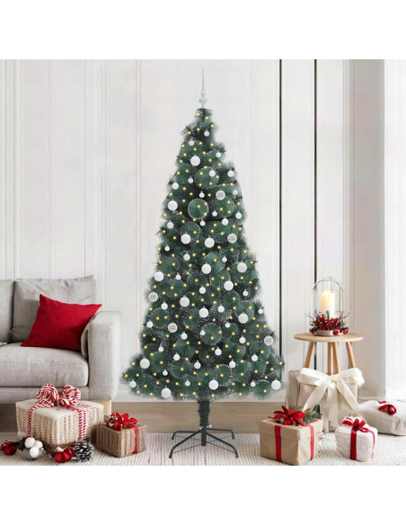 Albero di Natale artificiale illuminato con set di palline