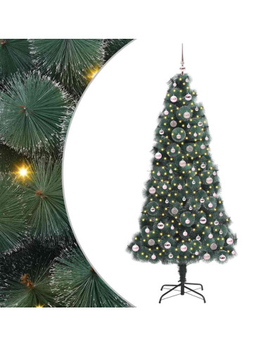 Albero di Natale artificiale illuminato pre-addobbato con set di palline