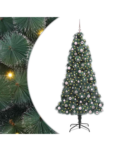 Albero di Natale artificiale illuminato pre-addobbato con set di palline