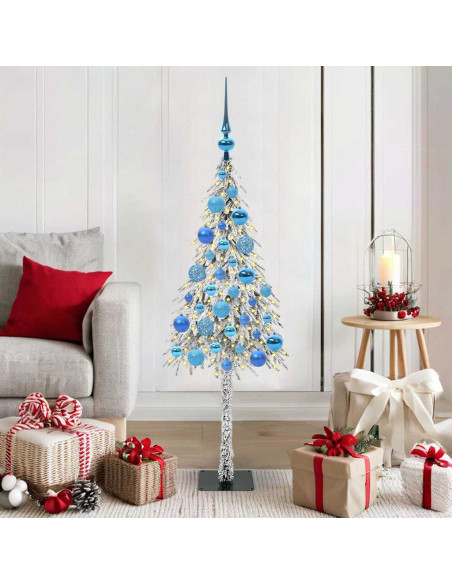 Albero di Natale con 150 LED Bianco 120 cm PE e Acciaio