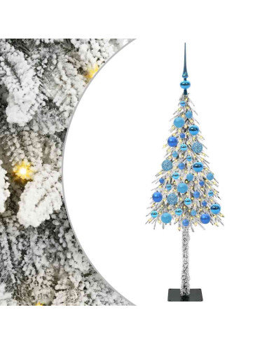 Albero di Natale con 150 LED Bianco 120 cm PE e Acciaio