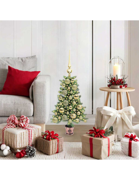 Albero di Natale con 150 LED con supporto Verde 65 cm PE