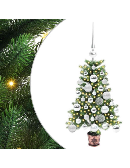 Albero di Natale con 150 LED con supporto Verde 65 cm PE