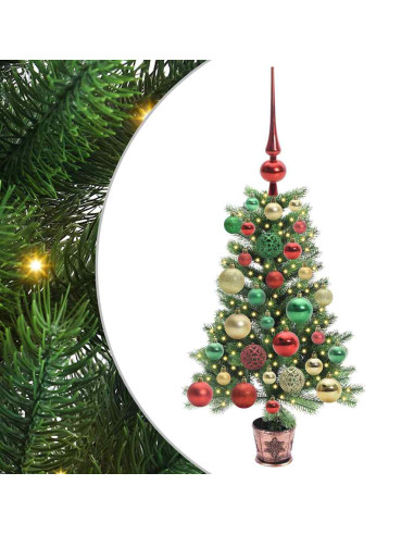 Albero di Natale con 150 LED con supporto Verde 65 cm PE