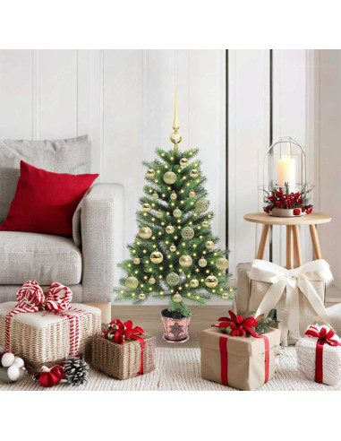 Albero di Natale con 150 LED con supporto Verde 90 cm PE