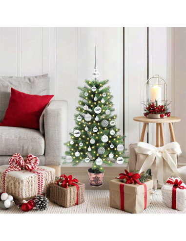 Albero di Natale con 150 LED con supporto Verde 90 cm PE