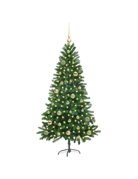 Albero di Natale con 150 LED con supporto Verde 150 cm PE