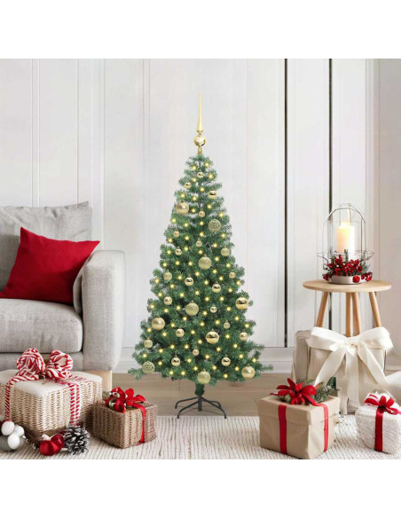 Albero di Natale con 150 LED con supporto Verde 120 cm PVC