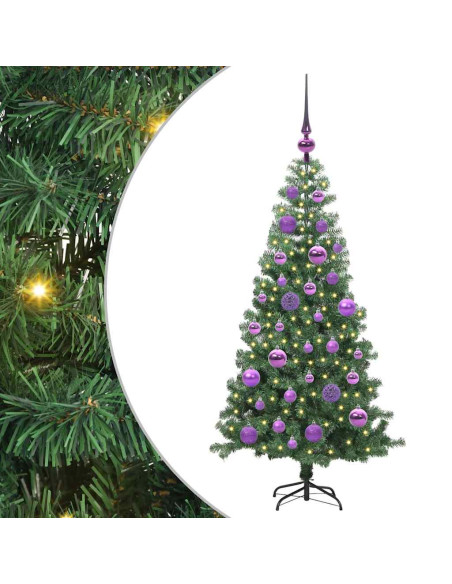 Albero di Natale con 150 LED con supporto Verde 120 cm PVC
