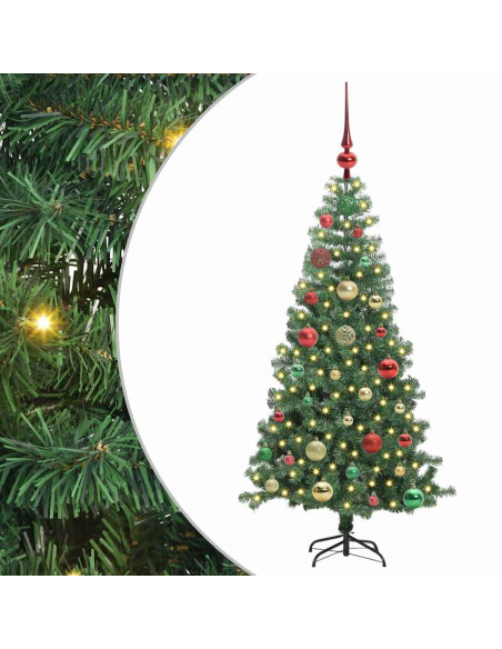 Albero di Natale con 150 LED con supporto Verde 120 cm PVC
