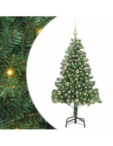 Albero di Natale con 150 LED con supporto Verde 150 cm PVC