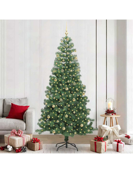 Albero di Natale con 300 LED con supporto Verde 240 cm PVC