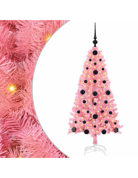 Albero di Natale con 150 LED con supporto Rosa 120 cm PVC