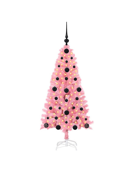 Albero di Natale con 150 LED con supporto Rosa 120 cm PVC