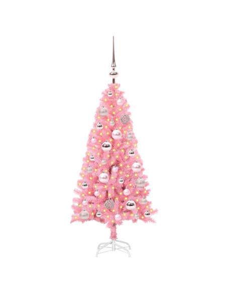 Albero di Natale con 150 LED con supporto Rosa 120 cm PVC