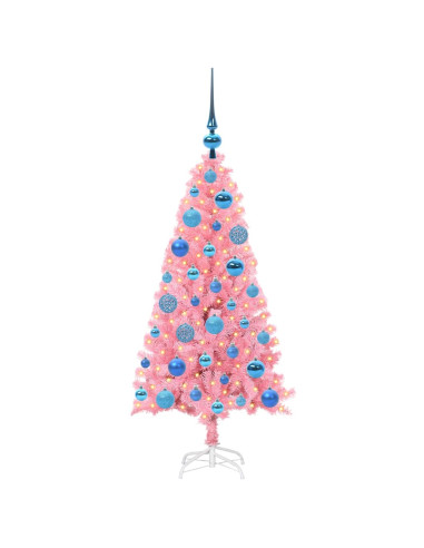 Albero di Natale con 150 LED con supporto Rosa 120 cm PVC