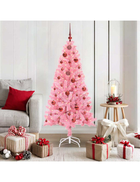 Albero di Natale con 150 LED con supporto Rosa 150 cm PVC