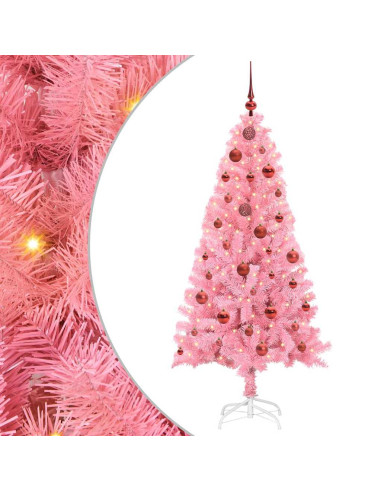 Albero di Natale con 150 LED con supporto Rosa 150 cm PVC