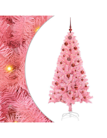 Albero di Natale con 150 LED con supporto Rosa 150 cm PVC