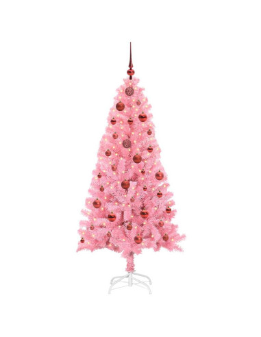Albero di Natale con 150 LED con supporto Rosa 150 cm PVC