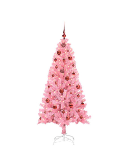 Albero di Natale con 150 LED con supporto Rosa 150 cm PVC
