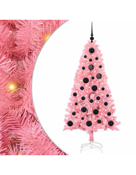 Albero di Natale con 150 LED con supporto Rosa 150 cm PVC