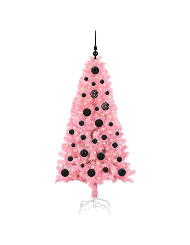 Albero di Natale con 150 LED con supporto Rosa 150 cm PVC