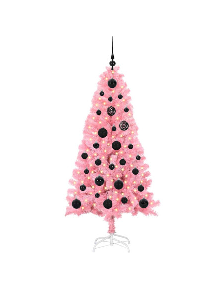 Albero di Natale con 150 LED con supporto Rosa 150 cm PVC