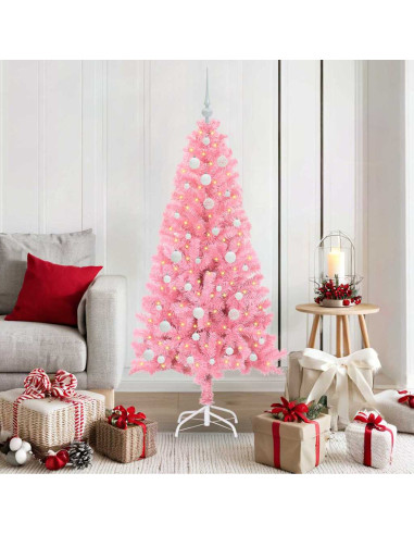 Albero di Natale con 150 LED con supporto Rosa 150 cm PVC