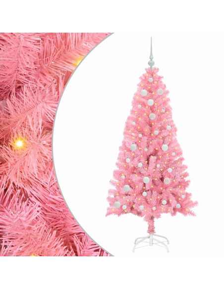 Albero di Natale con 150 LED con supporto Rosa 150 cm PVC