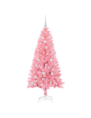 Albero di Natale con 150 LED con supporto Rosa 150 cm PVC