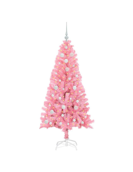 Albero di Natale con 150 LED con supporto Rosa 150 cm PVC