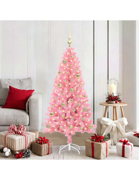 Albero di Natale con 150 LED con supporto Rosa 150 cm PVC