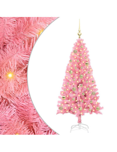 Albero di Natale con 150 LED con supporto Rosa 150 cm PVC