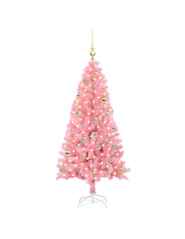 Albero di Natale con 150 LED con supporto Rosa 150 cm PVC