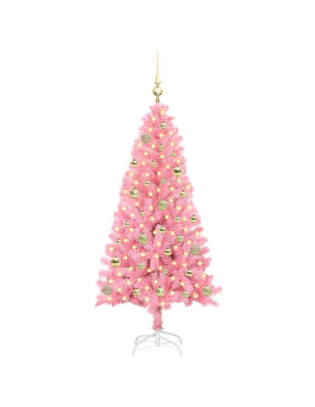 Albero di Natale con 150 LED con supporto Rosa 150 cm PVC