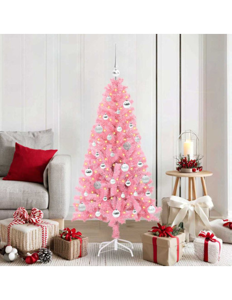 Albero di Natale con 150 LED con supporto Rosa 150 cm PVC