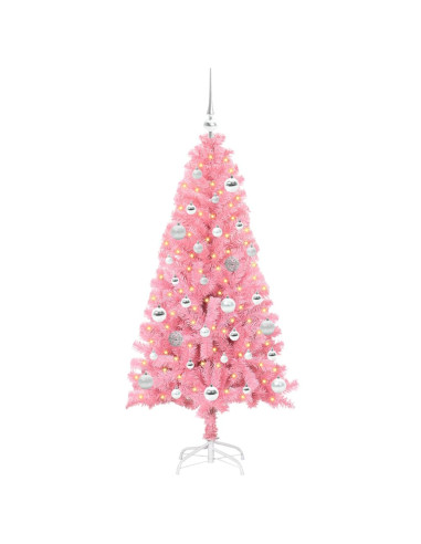 Albero di Natale con 150 LED con supporto Rosa 150 cm PVC
