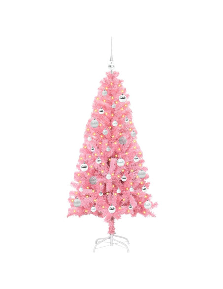 Albero di Natale con 150 LED con supporto Rosa 150 cm PVC