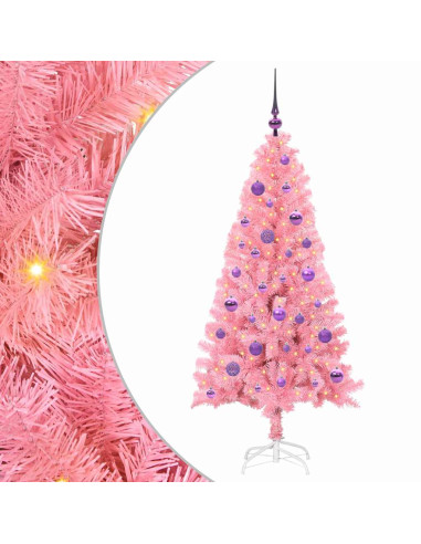 Albero di Natale con 150 LED con supporto Rosa 150 cm PVC