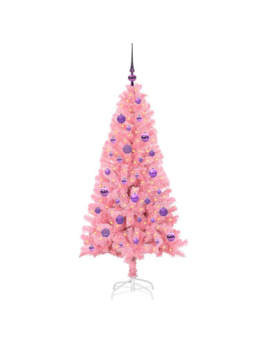 Albero di Natale con 150 LED con supporto Rosa 150 cm PVC