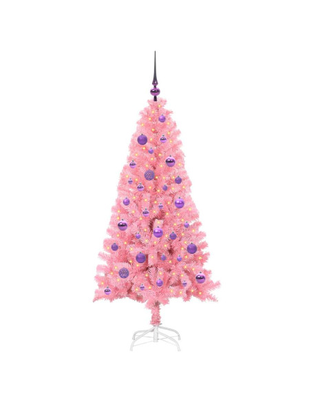 Albero di Natale con 150 LED con supporto Rosa 150 cm PVC