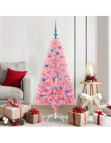Albero di Natale con 150 LED con supporto Rosa 150 cm PVC