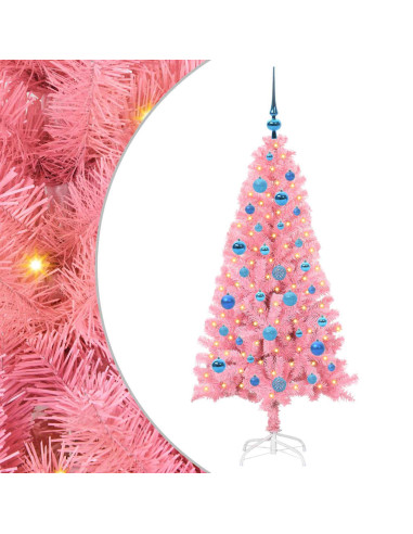 Albero di Natale con 150 LED con supporto Rosa 150 cm PVC