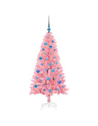 Albero di Natale con 150 LED con supporto Rosa 150 cm PVC