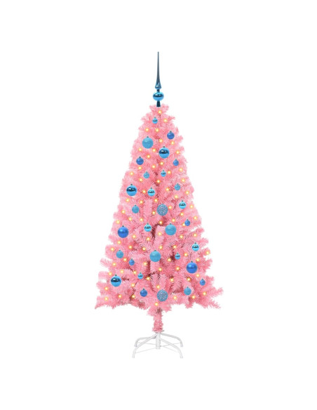 Albero di Natale con 150 LED con supporto Rosa 150 cm PVC