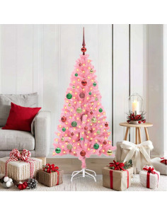 Albero di Natale con 150 LED con supporto Rosa 150 cm PVC 2